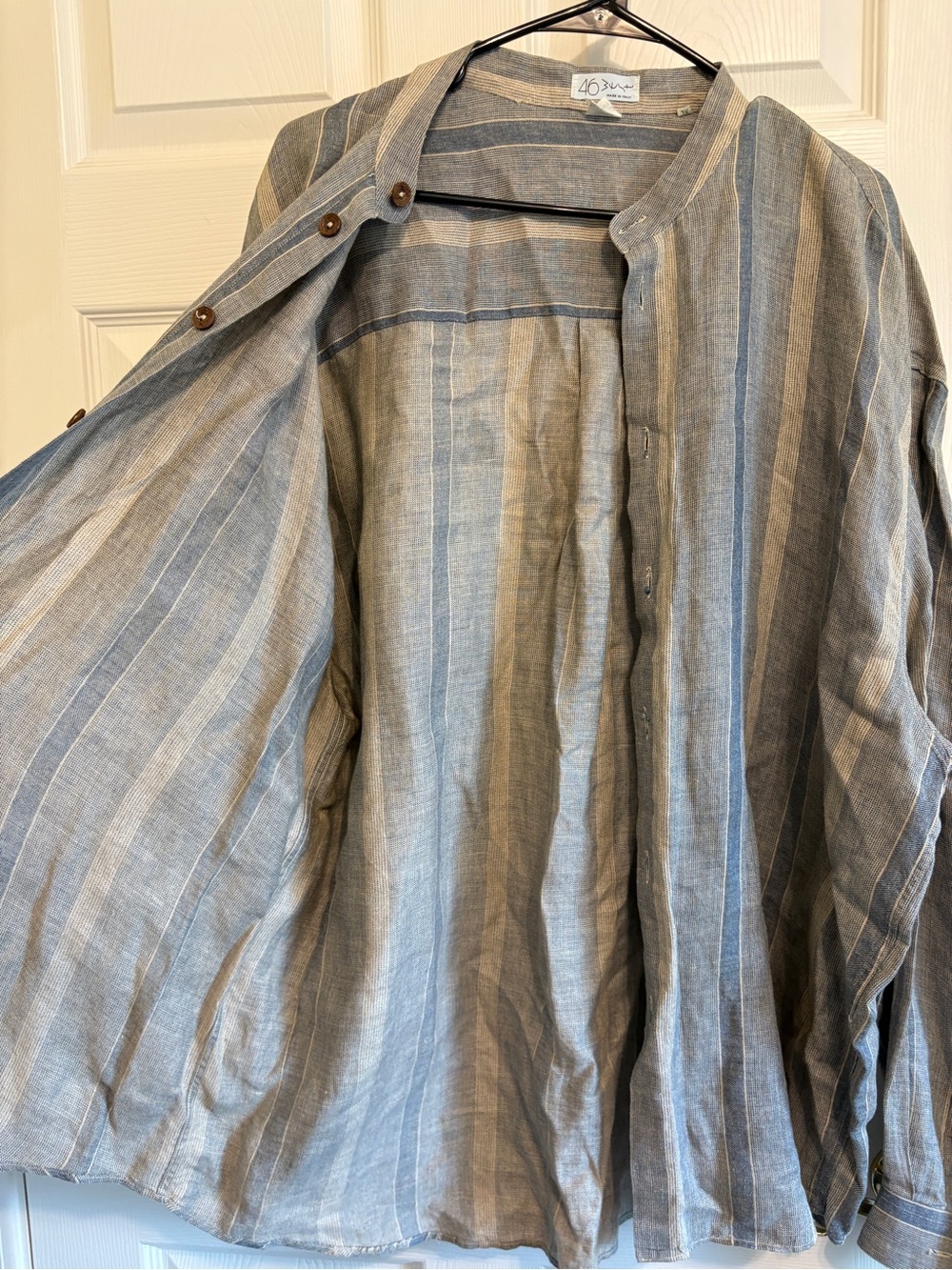 46 West- Light Blue & Gray Striped Men's Breathable Lightweight Linen Jacket - Picture 3 of 16